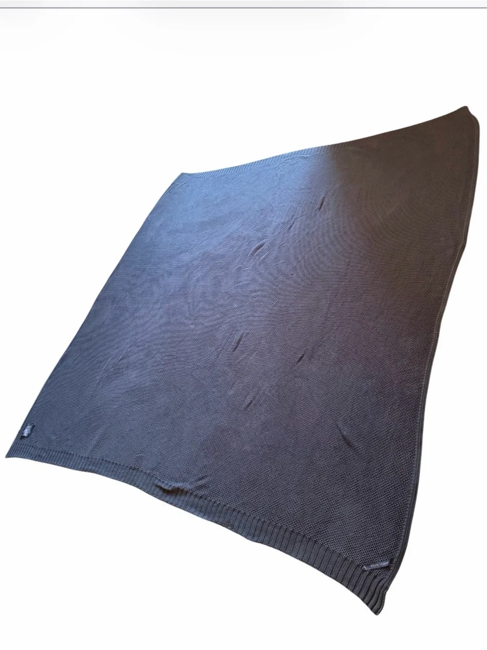 Ralph Lauren Home Ariel 100% Cotton Knit Blanket Bedspread Full/Q Navy 92”x87”